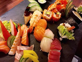 Close-up of sushi in plate