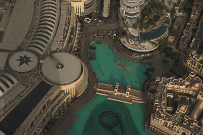 High angle view of buildings in city