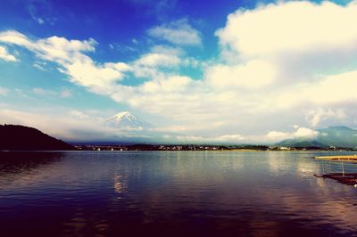 Scenic view of lake against sky