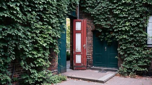 Closed door of building