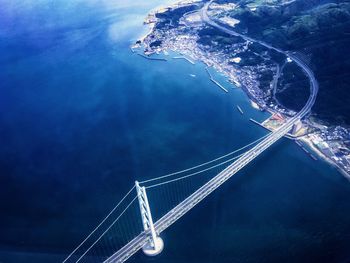 High angle view of bridge over sea