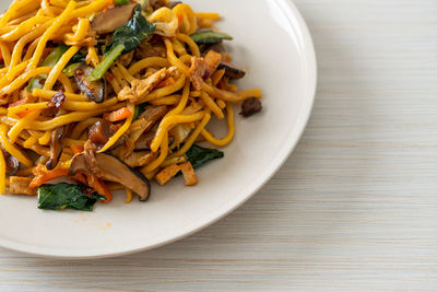 Close-up of food in plate on table