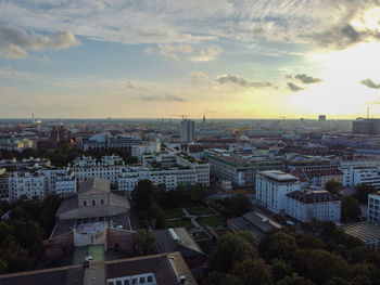 Scenic aerial panorama of the architecture of munich, bavaria, germany