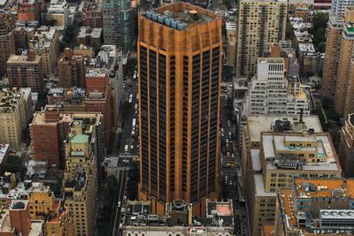 High angle view of buildings in city