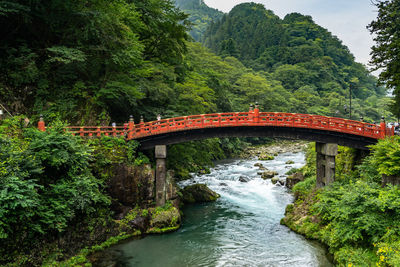 View of the shinkyo bridge in nikko, ranked as one of japan's three finest bridges