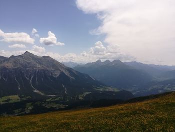 Scenic view of mountains against sky