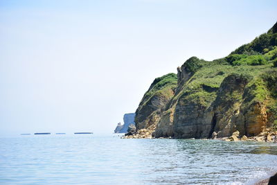 Scenic view of sea against clear sky