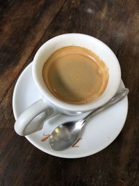 High angle view of coffee on table