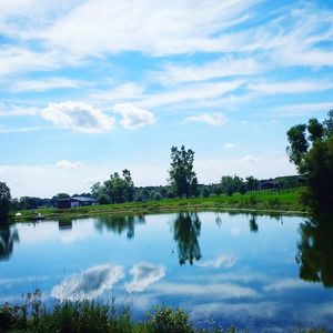 Scenic view of lake against sky