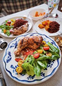 High angle view of meal served in plate