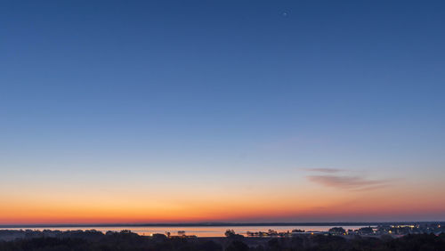 Scenic view of sea against clear sky during sunset