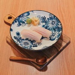 High angle view of ice cream in plate on table