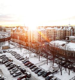 Panoramic view of city during winter