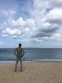 Full length of man on beach against sky