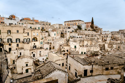 High angle view of buildings in city