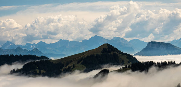 Panoramic view of mountains against sky