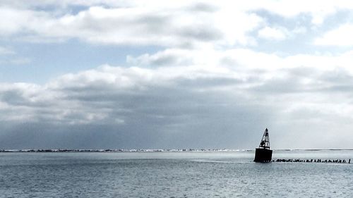 Scenic view of sea against cloudy sky