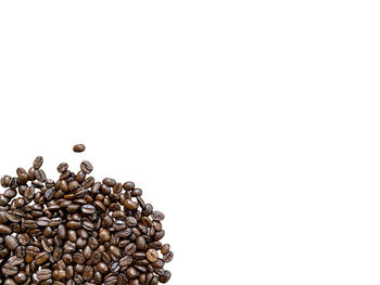 Close-up of coffee beans against white background