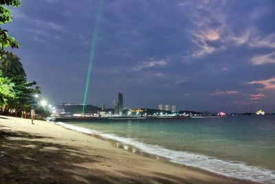 View of illuminated city at night