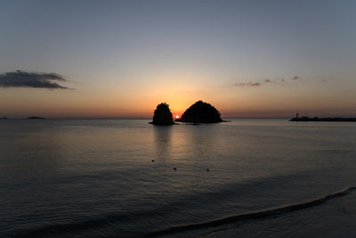 Scenic view of sea against sky during sunset