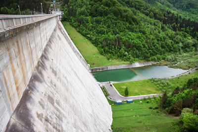 High angle view of dam