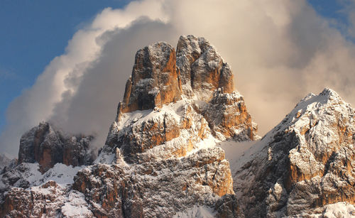 Panoramic view of snowcapped mountains against sky