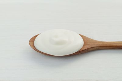 High angle view of ice cream on table