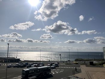 Scenic view of sea against sky on sunny day