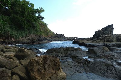 Scenic view of beach against sky