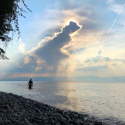 Scenic view of sea against sky during sunset