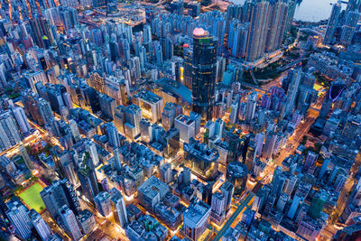 High angle view of city buildings