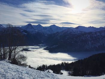 Snow covered mountain range