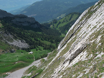 High angle view of mountain range