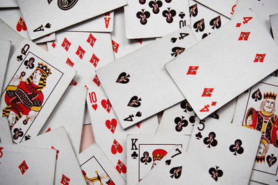 High angle view of papers on table