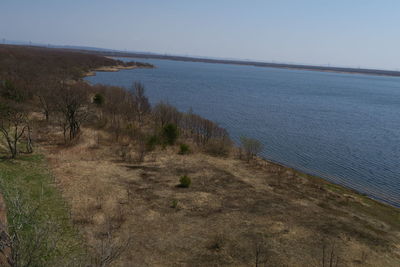 Scenic view of sea against clear sky