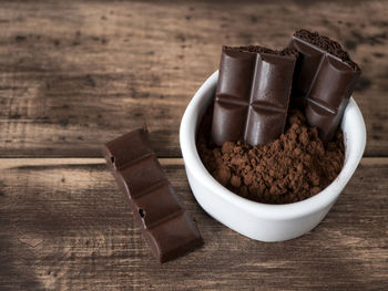 High angle view of potted plant on table