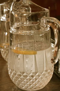 Close-up of wine in glass on table