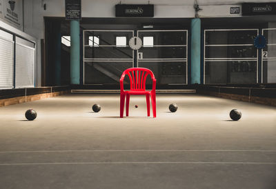 Rear view of man standing in gym