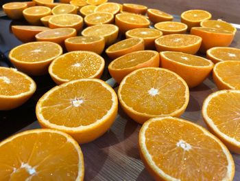 High angle view of fruits on table