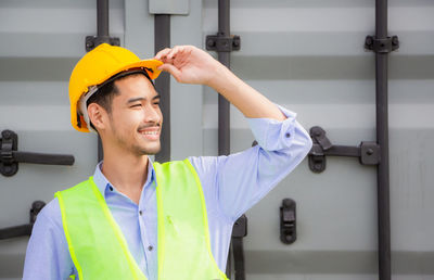 Portrait of happy man working