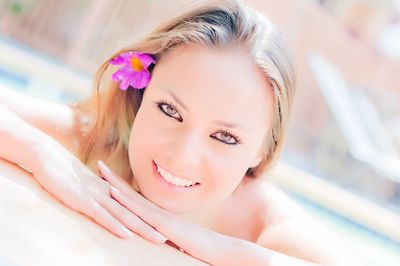 Close-up of smiling young woman