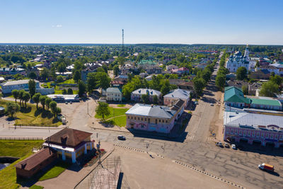 Uglich, yaroslavl region, russia.  view of the city and the epiphany cathedral.