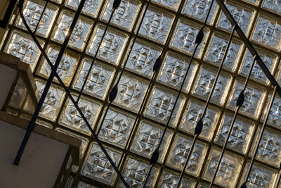 Low angle view of skylight in building