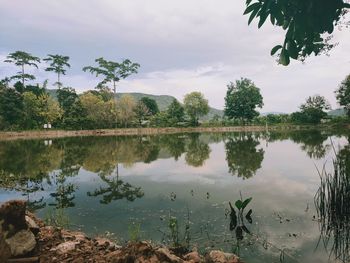 Scenic view of lake against sky