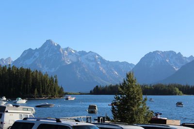 Scenic view of mountains against clear sky