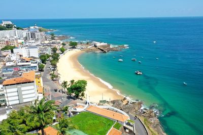 High angle view of beach against sky