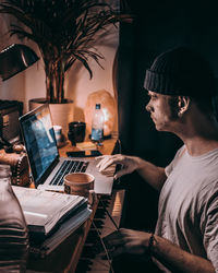 Man working on table