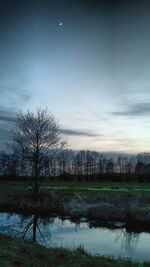 Scenic view of landscape against sky at night