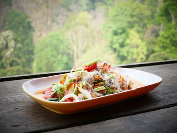 Close-up of food on table