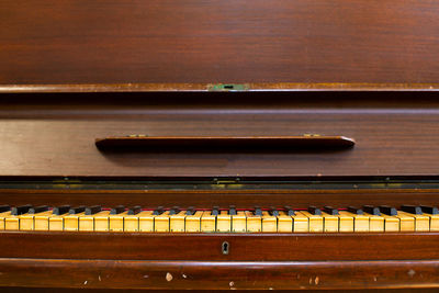 High angle view of piano keys